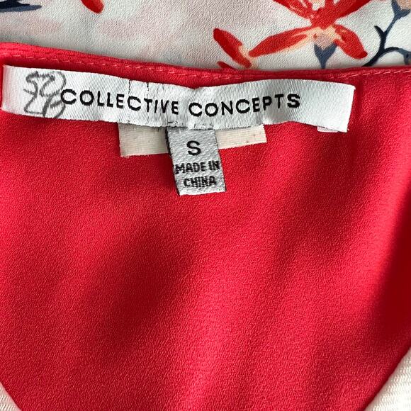 Collective Concepts White and Coral Floral Maxi Dress Small - Picture 2 of 5